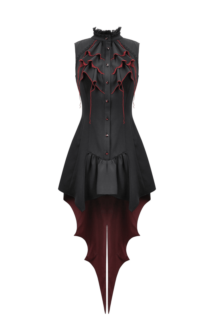 Women's Gothic High-Low Tail Dress with Ruffles - image 4