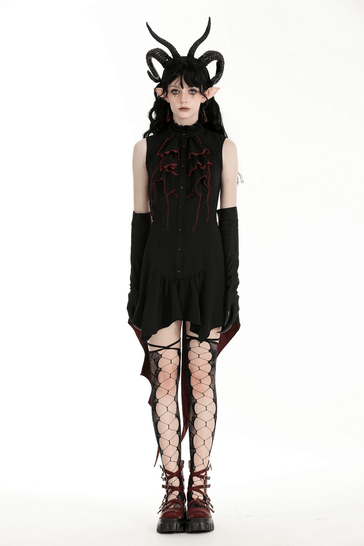 Women's Gothic High-Low Tail Dress with Ruffles - image 14