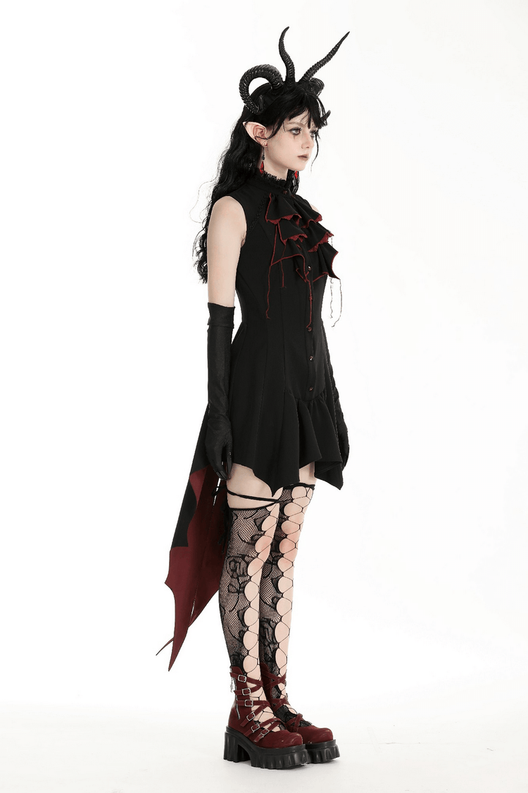 Women's Gothic High-Low Tail Dress with Ruffles - image 15