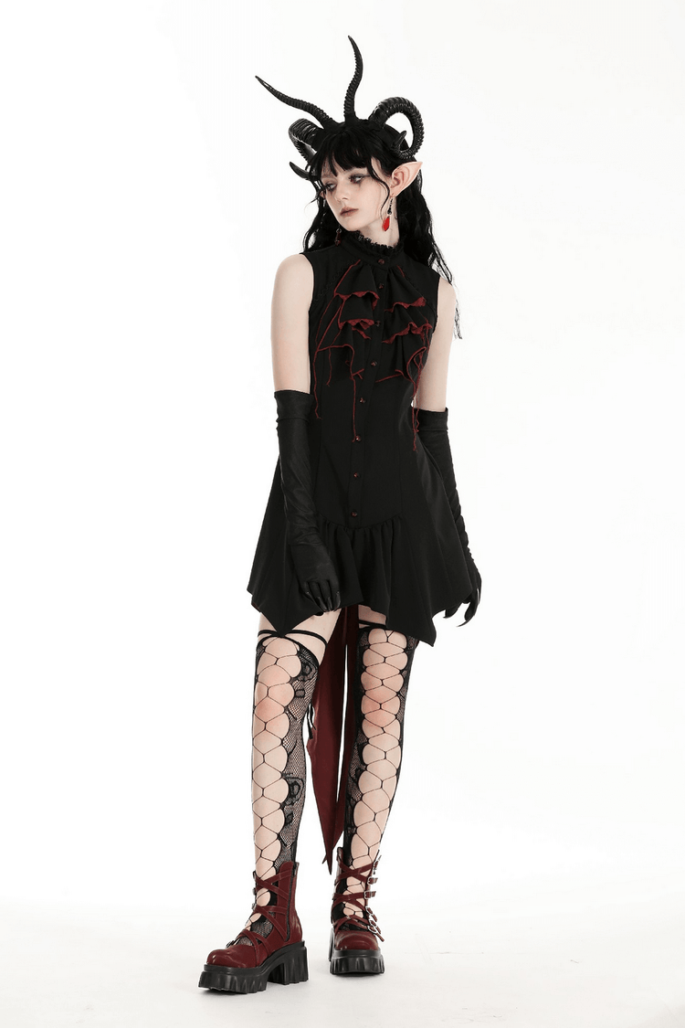 Women's Gothic High-Low Tail Dress with Ruffles - image 16