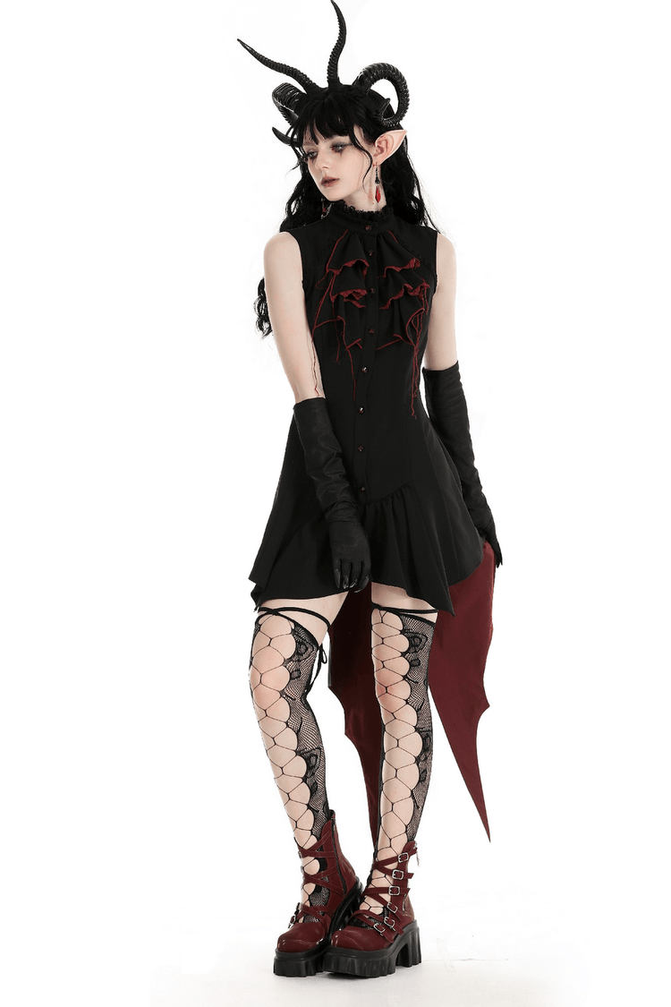 Women's Gothic High-Low Tail Dress with Ruffles - image 1