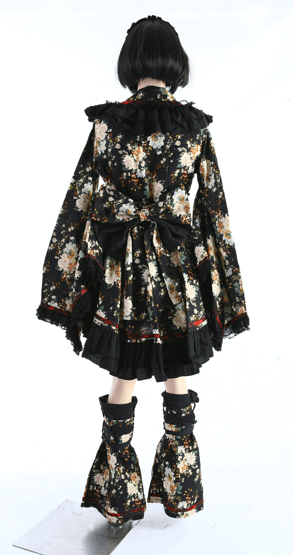 Women's Gothic Inspired Black Floral Lolita Dress - image 10
