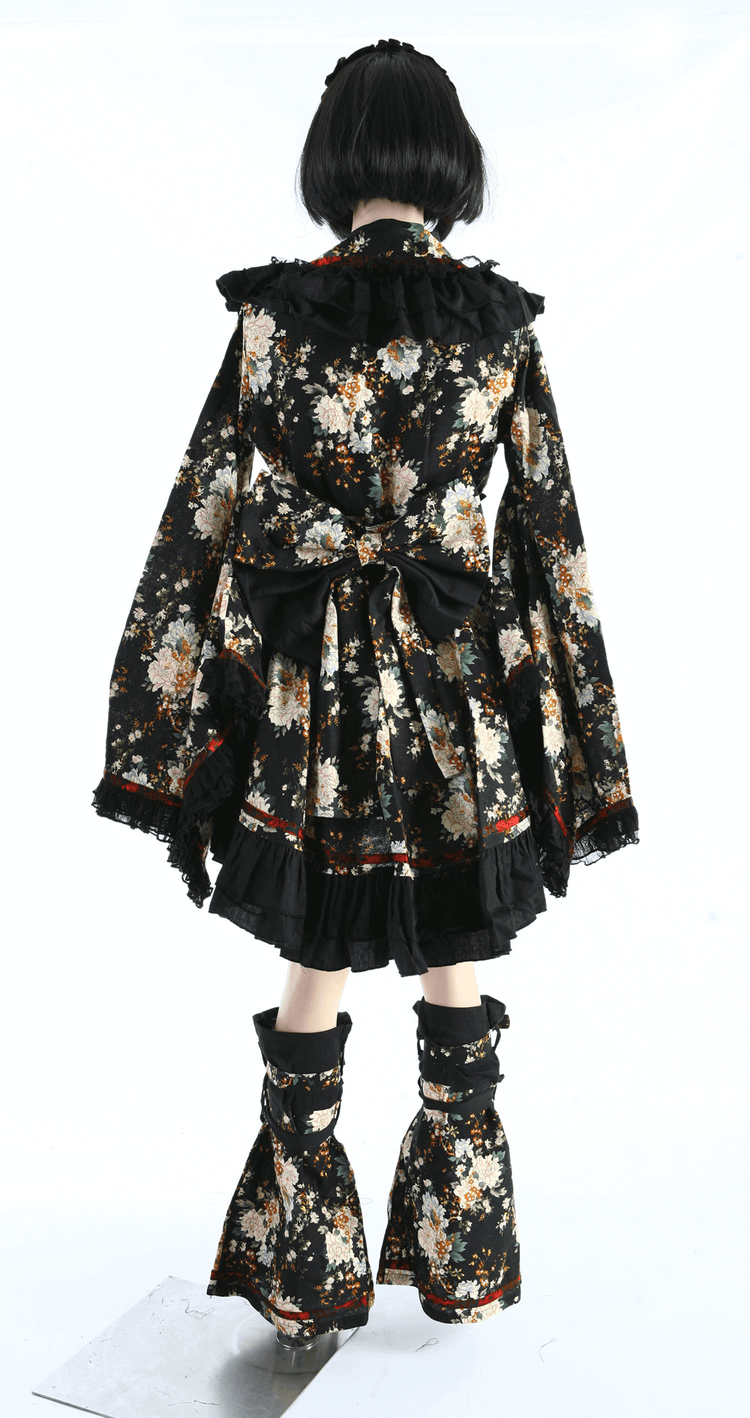 Women's Gothic Inspired Black Floral Lolita Dress - image 10