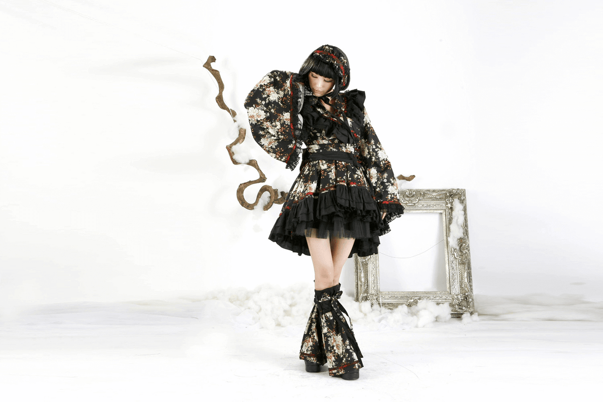 Women's Gothic Inspired Black Floral Lolita Dress - image 22