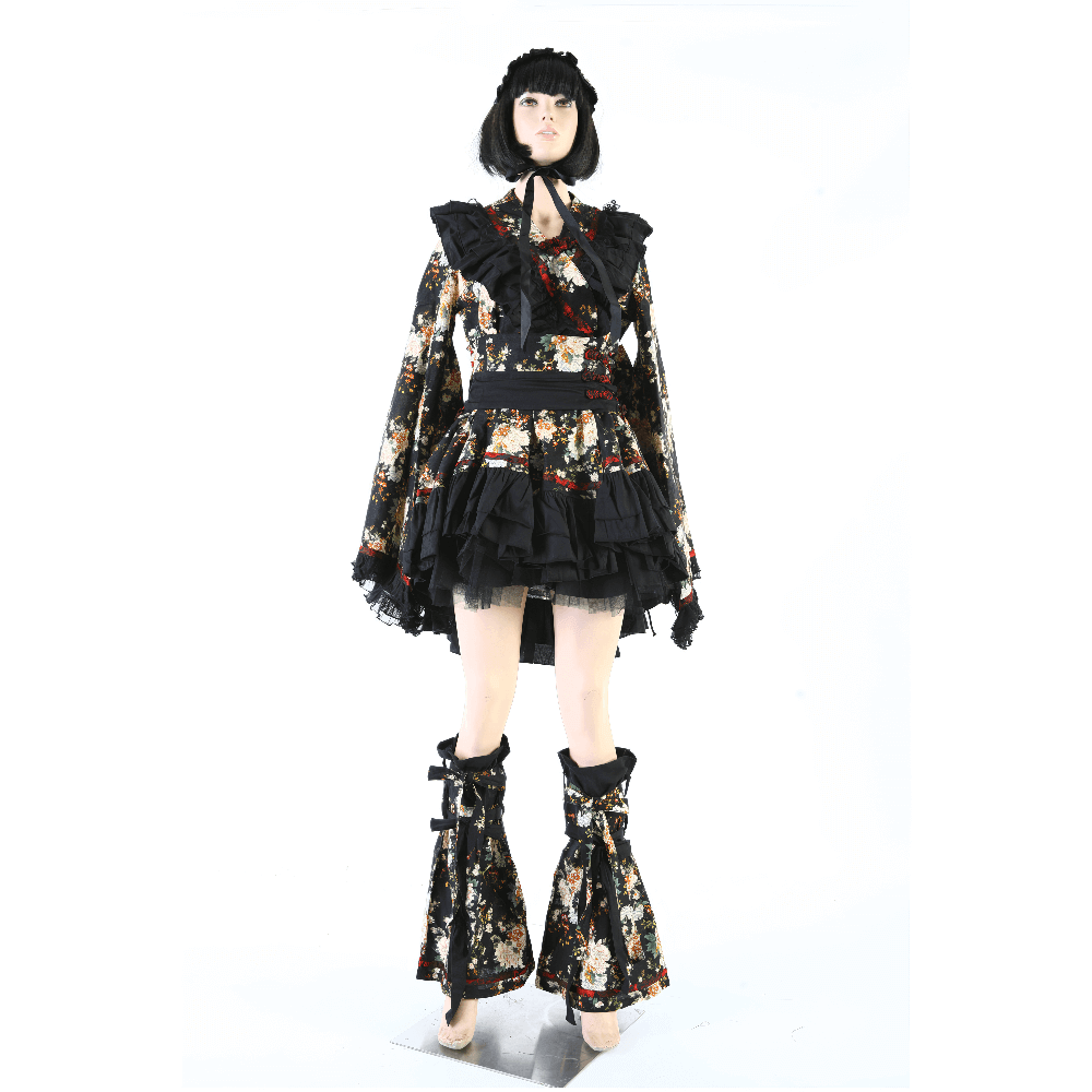 Women's Gothic Inspired Black Floral Lolita Dress - image 8