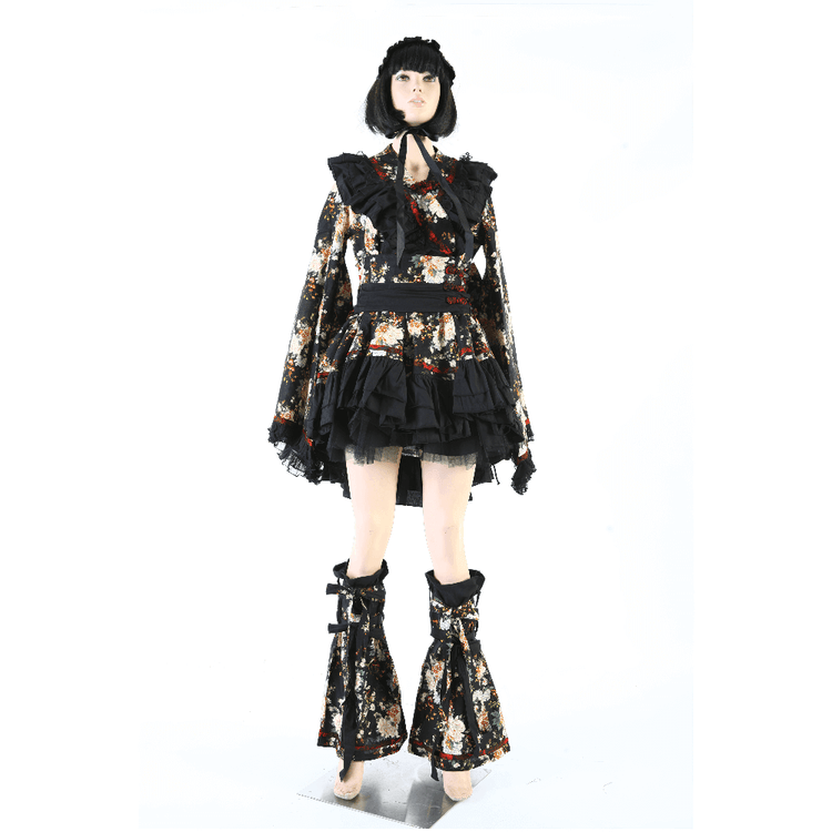 Women's Gothic Inspired Black Floral Lolita Dress - image 8