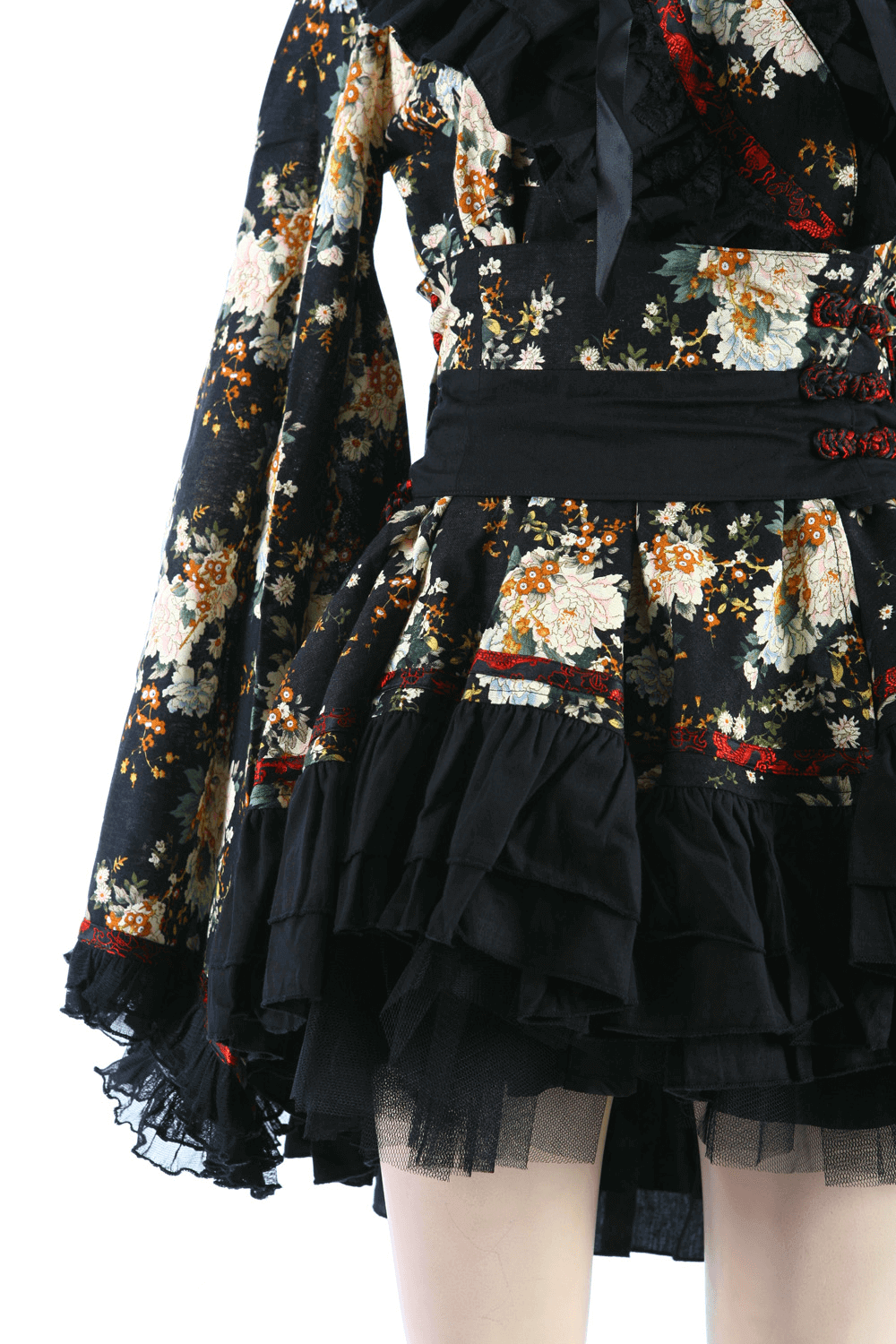 Women's Gothic Inspired Black Floral Lolita Dress - image 15