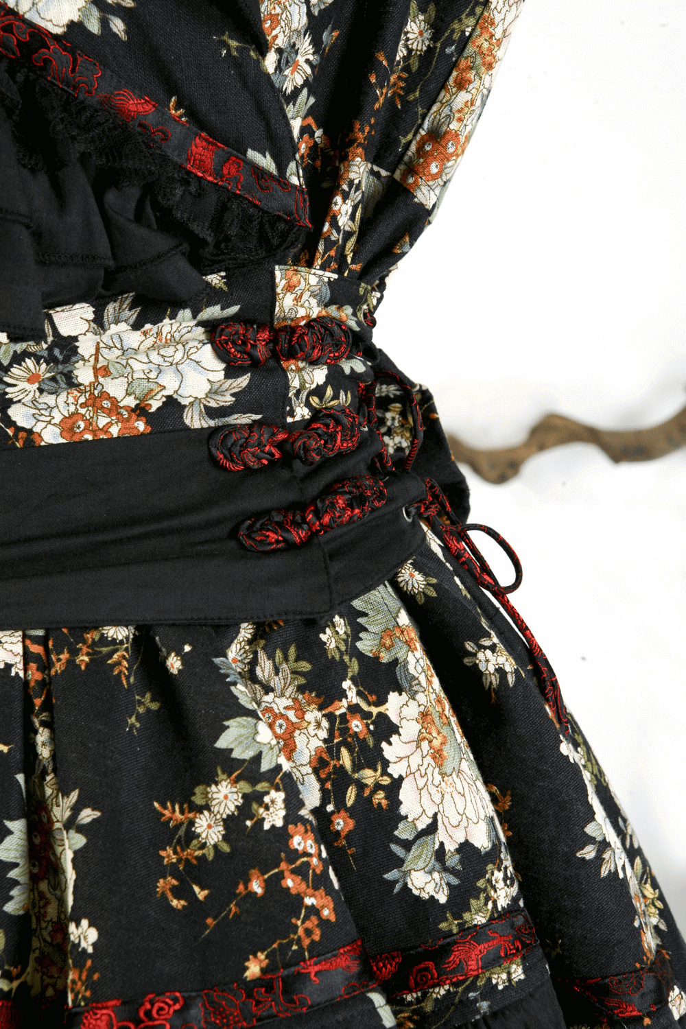 Women's Gothic Inspired Black Floral Lolita Dress - image 13