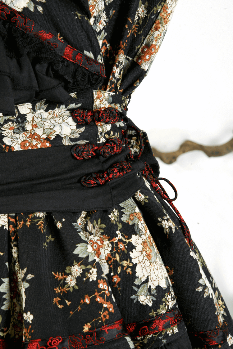 Women's Gothic Inspired Black Floral Lolita Dress - image 13