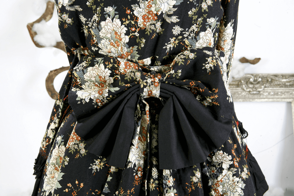 Women's Gothic Inspired Black Floral Lolita Dress - image 14