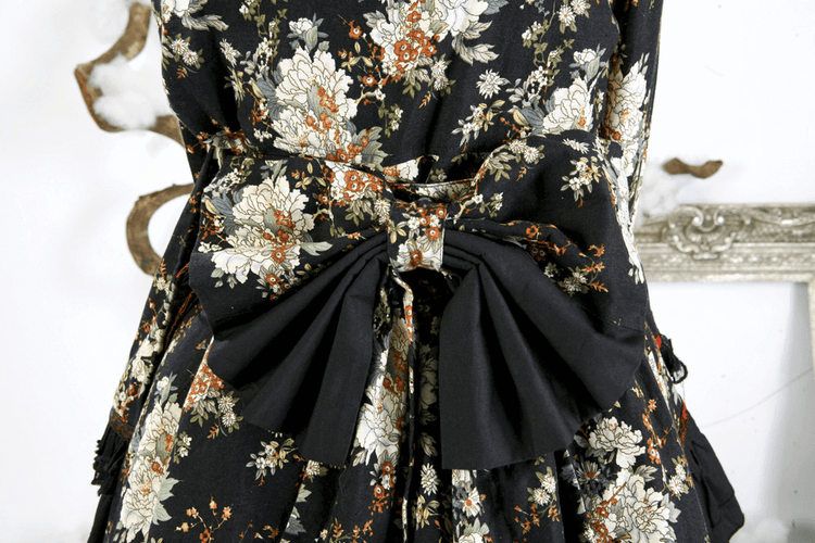 Women's Gothic Inspired Black Floral Lolita Dress - image 14