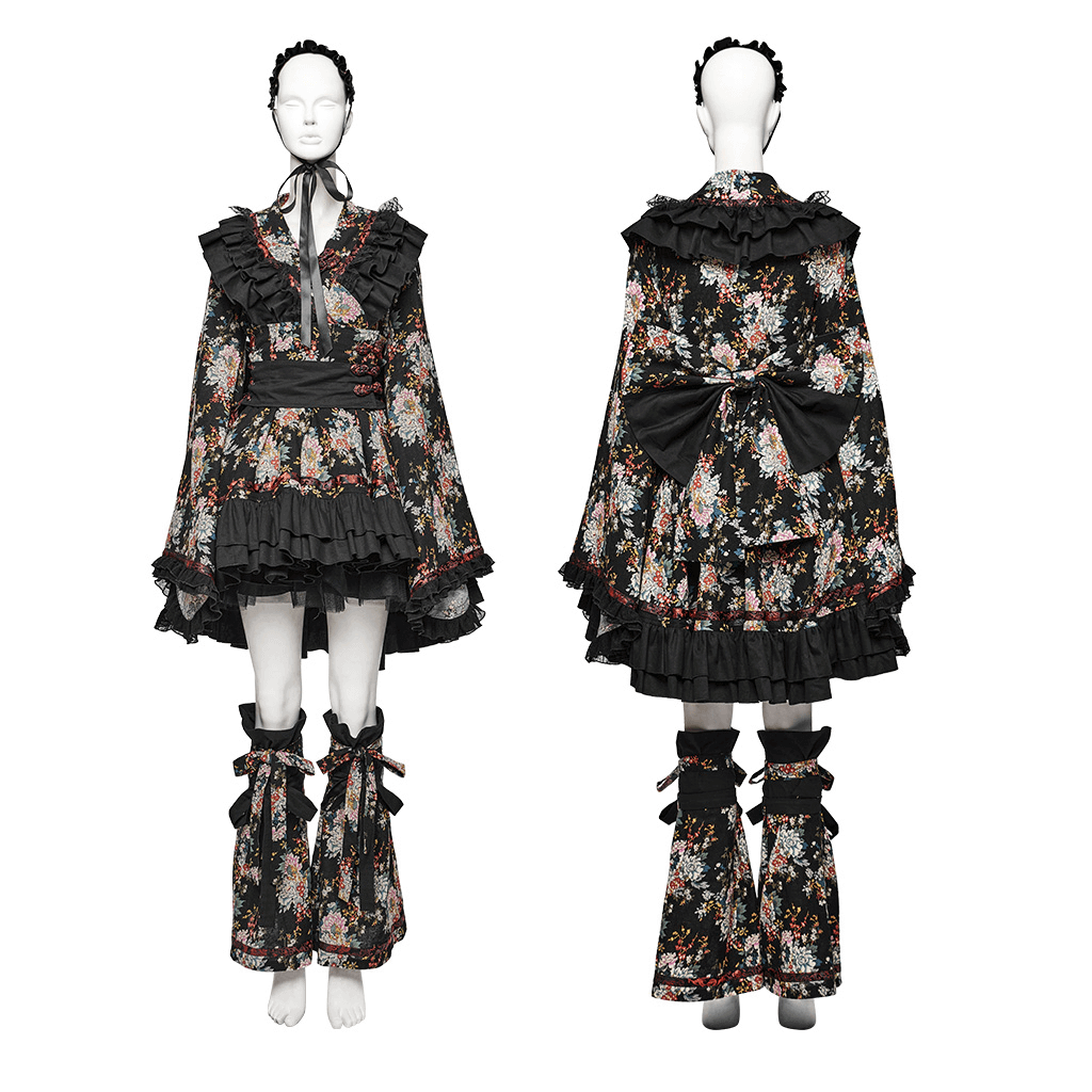 Women's Gothic Inspired Black Floral Lolita Dress - image 3