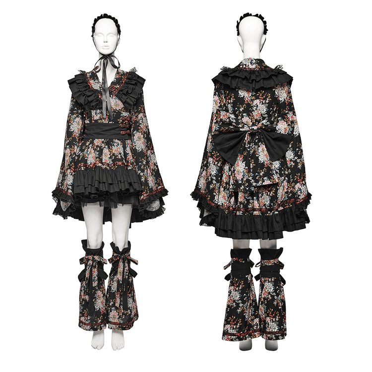 Women's Gothic Inspired Black Floral Lolita Dress - image 3