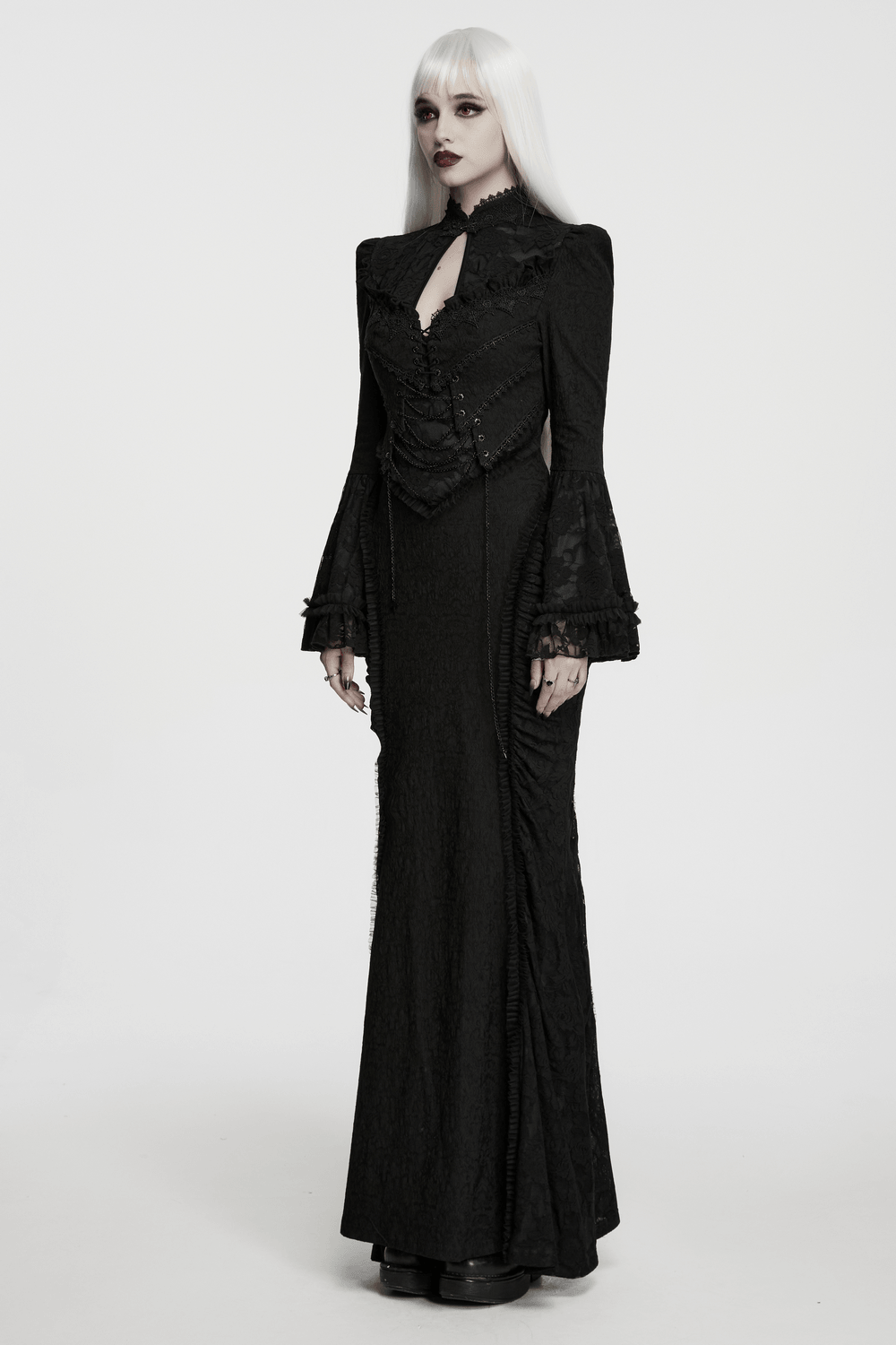 Women's Gothic Lace Maxi Dress with Corset Detail - image 13