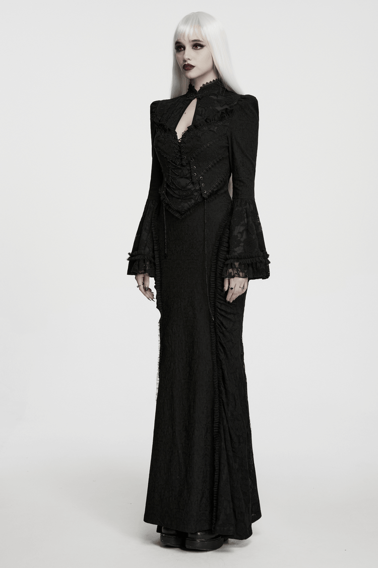 Women's Gothic Lace Maxi Dress with Corset Detail - image 13