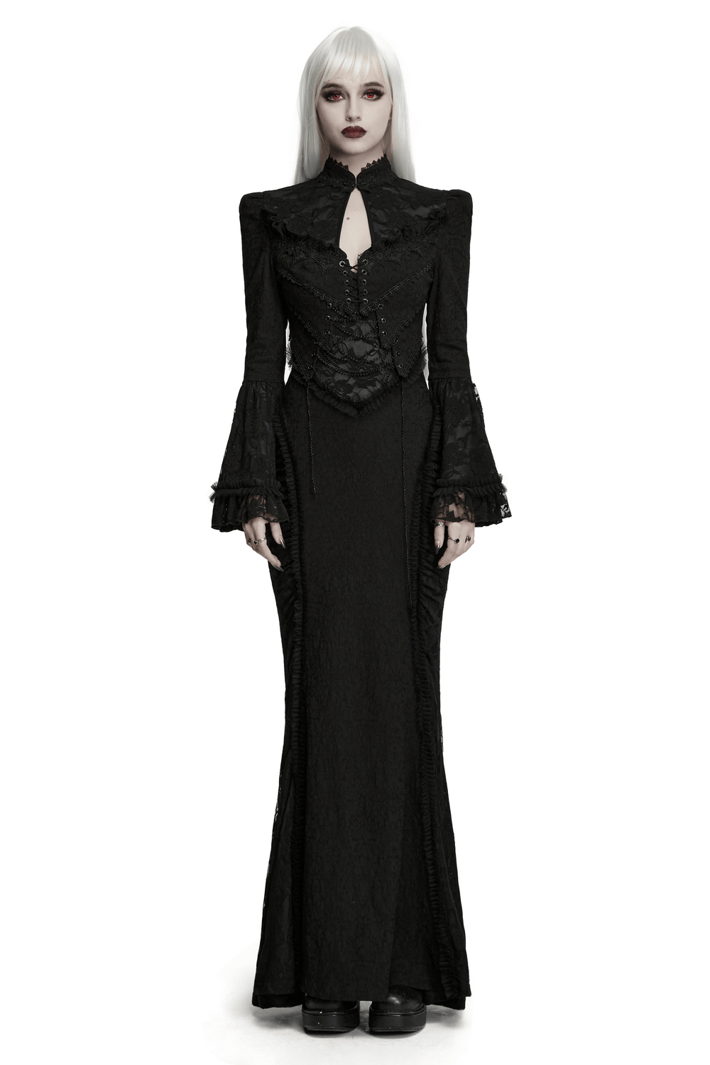 Women's Gothic Lace Maxi Dress with Corset Detail - image 1