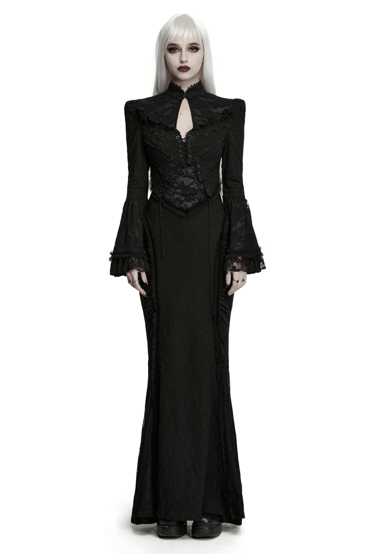 Women's Gothic Lace Maxi Dress with Corset Detail - image 1
