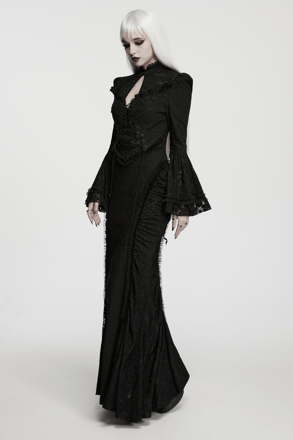 Women's Gothic Lace Maxi Dress with Corset Detail - image 11