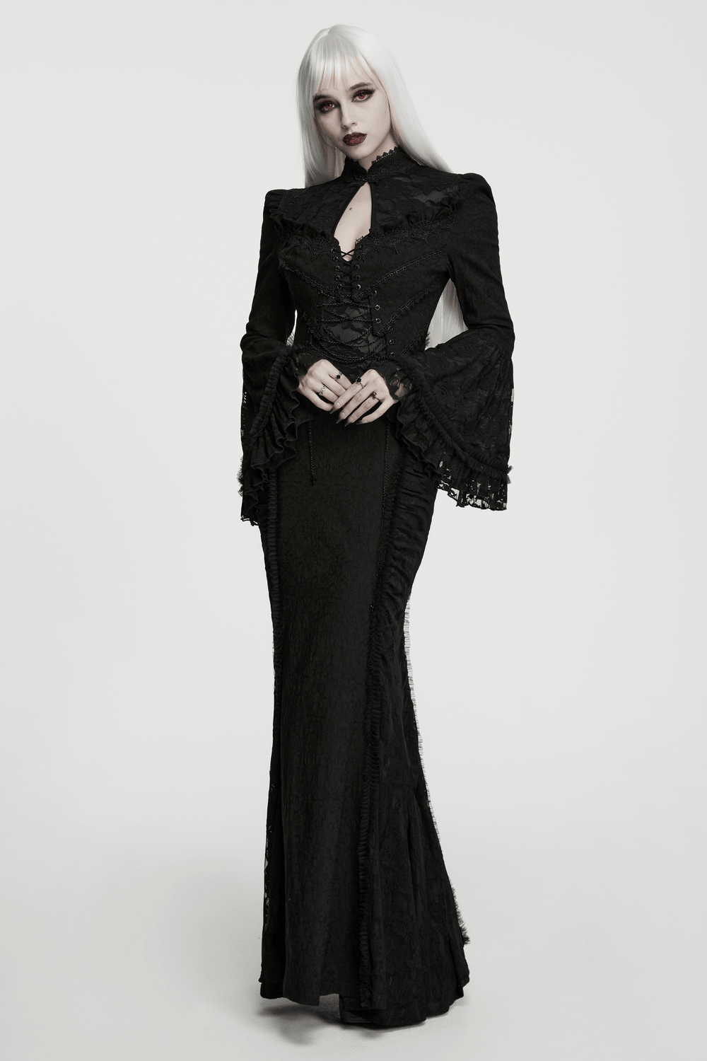 Women's Gothic Lace Maxi Dress with Corset Detail - image 12