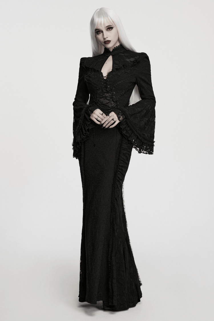 Women's Gothic Lace Maxi Dress with Corset Detail - image 12