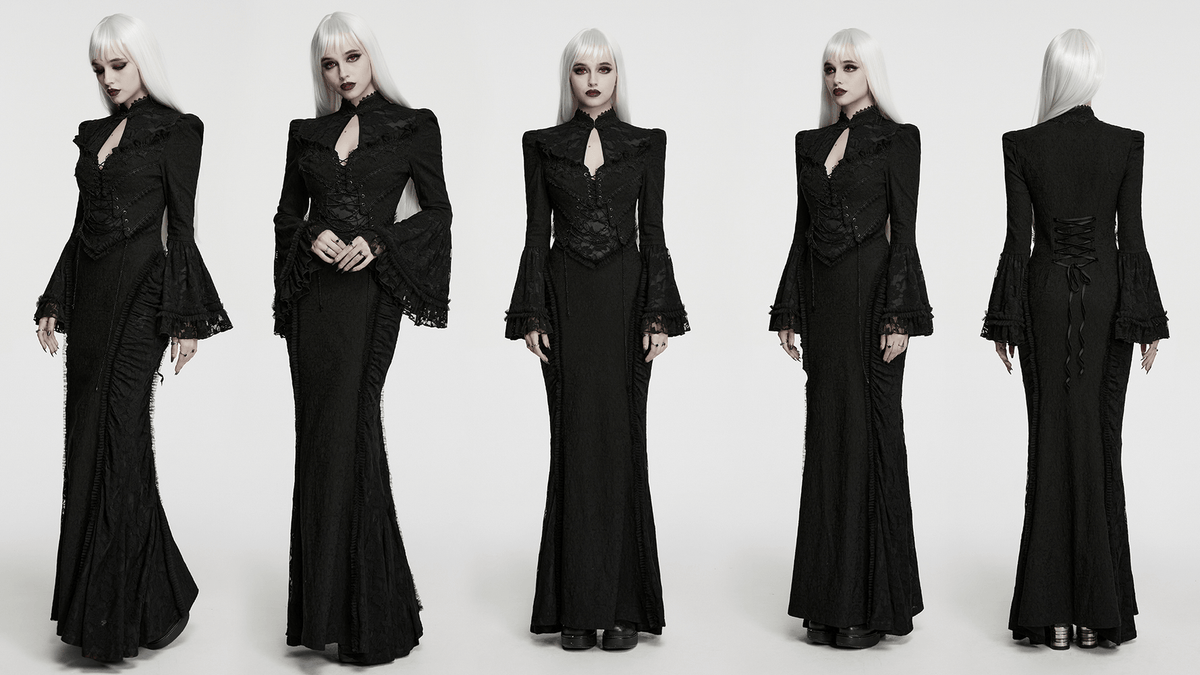 Women's Gothic Lace Maxi Dress with Corset Detail - image 14