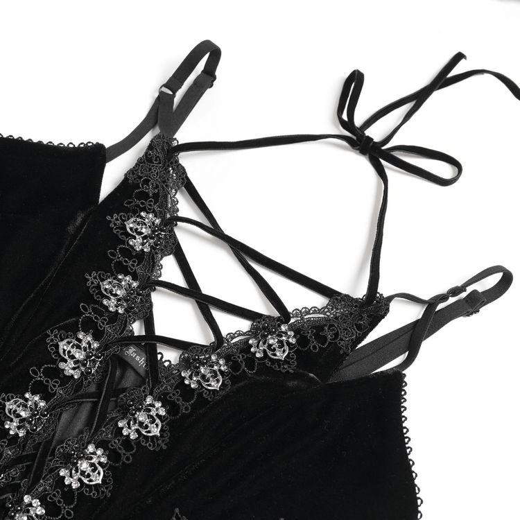 Women's Gothic Lace Up Mesh Mermaid Maxi Dress - image 7