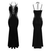 Women's Gothic Lace Up Mesh Mermaid Maxi Dress - image 3
