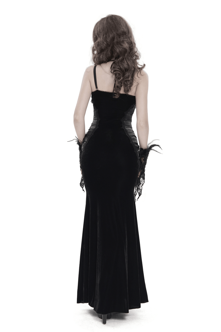 Women's Gothic Lace Up Mesh Mermaid Maxi Dress - image 2
