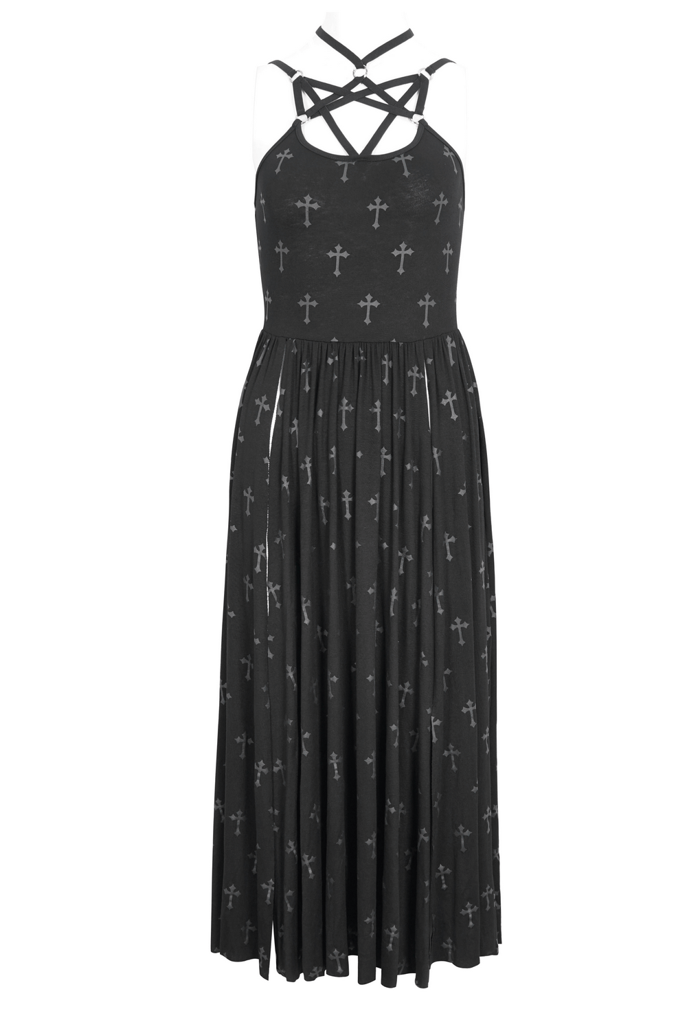 Women's Gothic Strappy Split Long Dress with Shorts - image 4