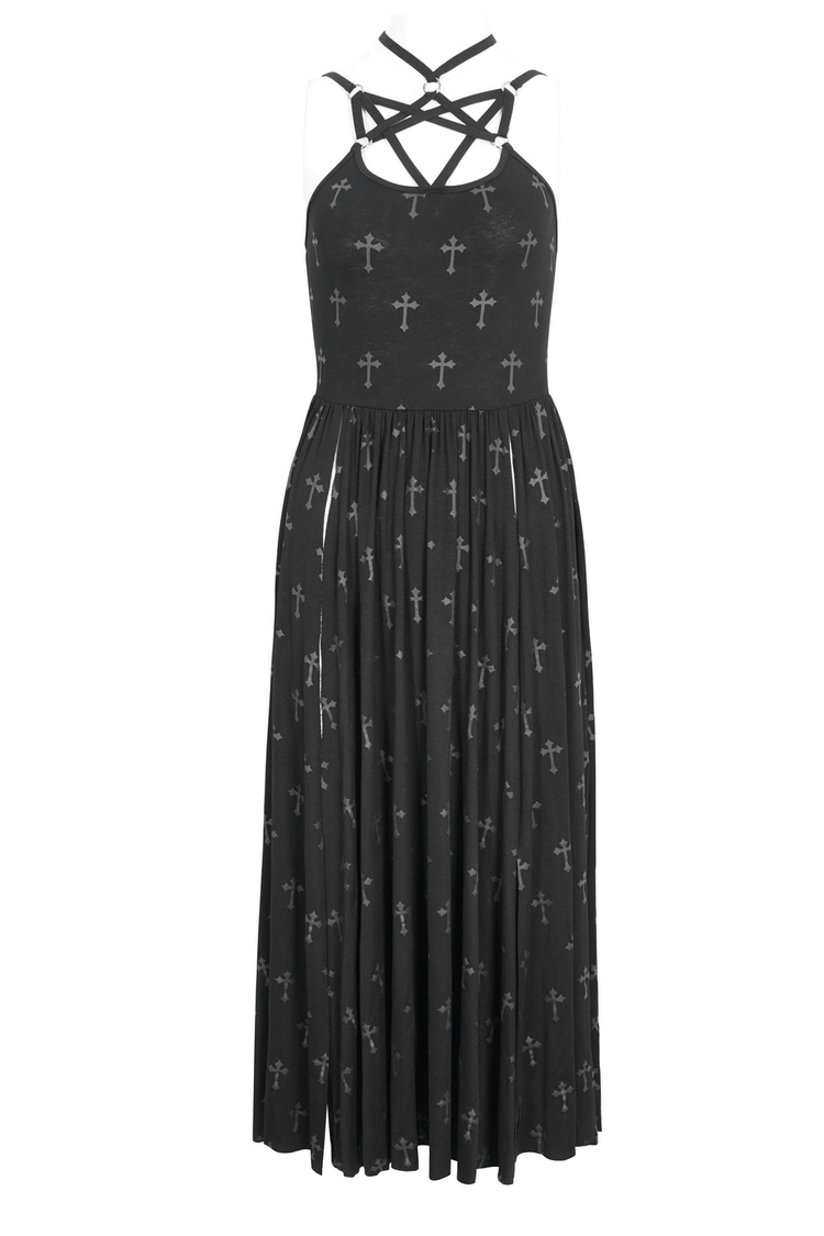 Women's Gothic Strappy Split Long Dress with Shorts - image 4