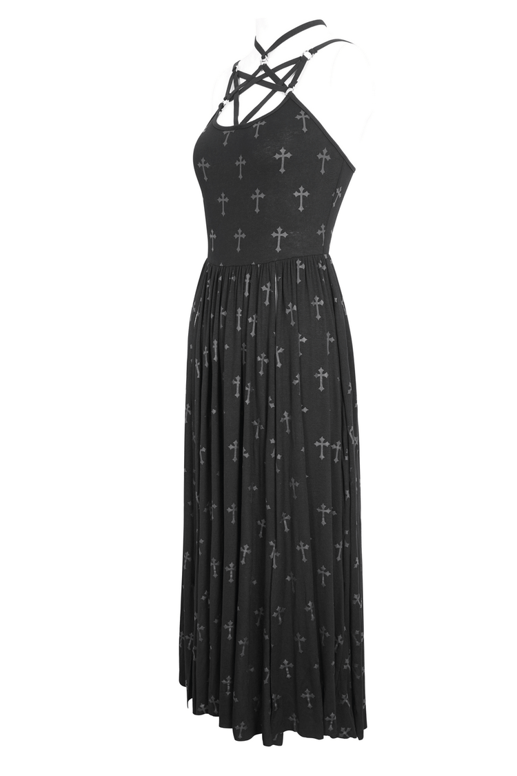Women's Gothic Strappy Split Long Dress with Shorts - image 5