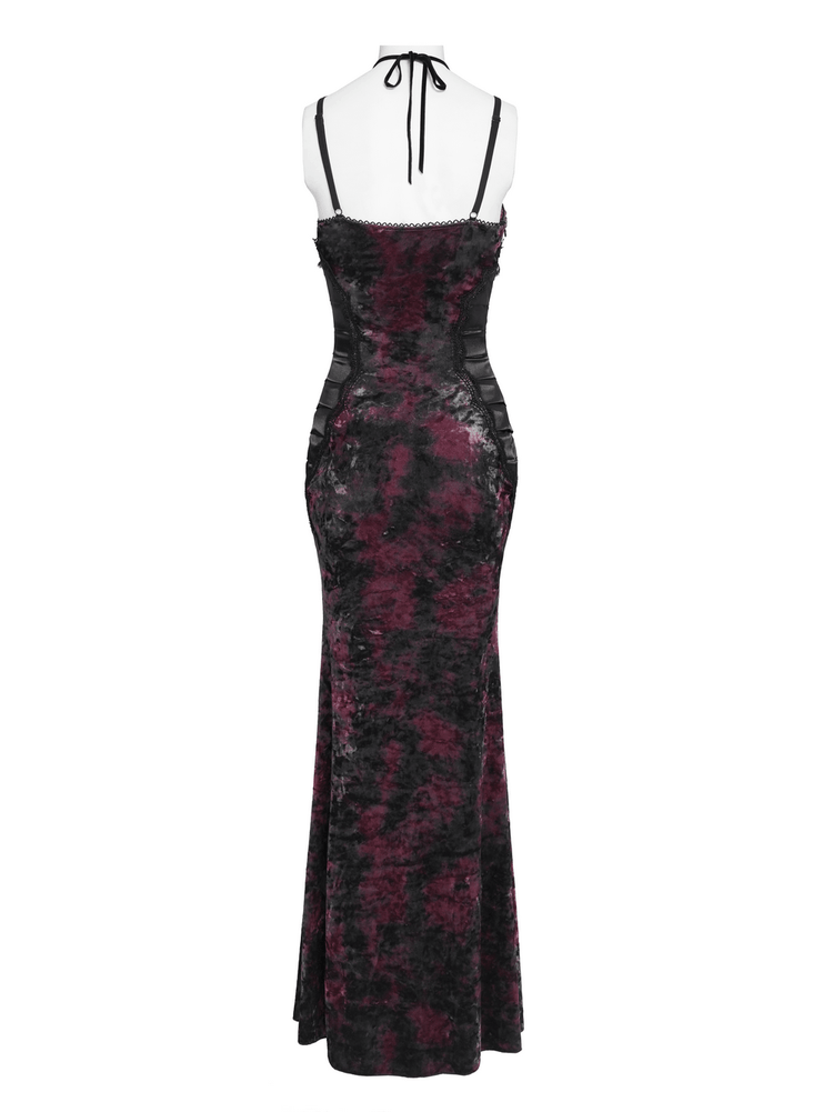 Women's Gothic Tie Dye Lace Up Mermaid Maxi Dress - image 6