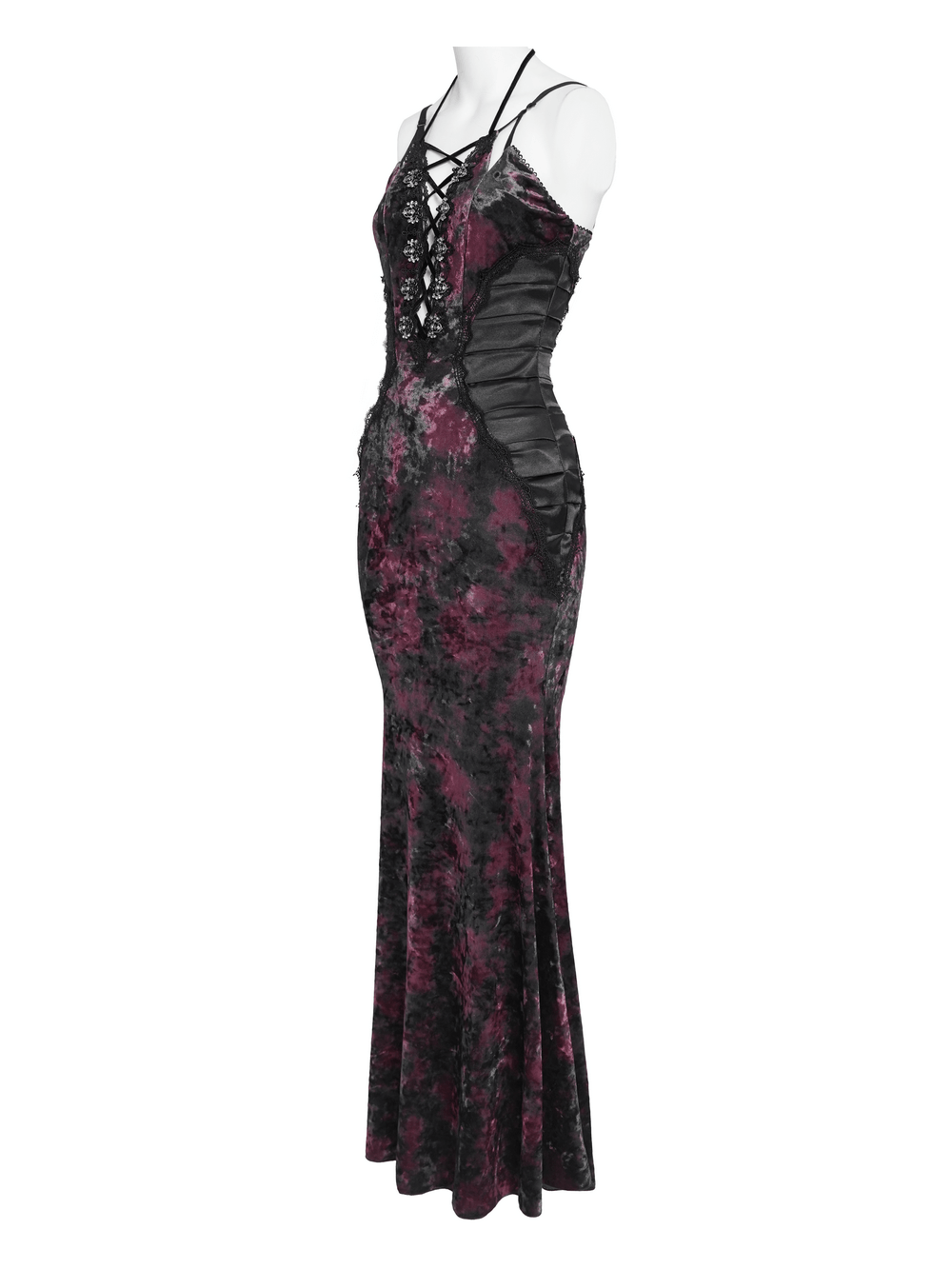Women's Gothic Tie Dye Lace Up Mermaid Maxi Dress - image 5