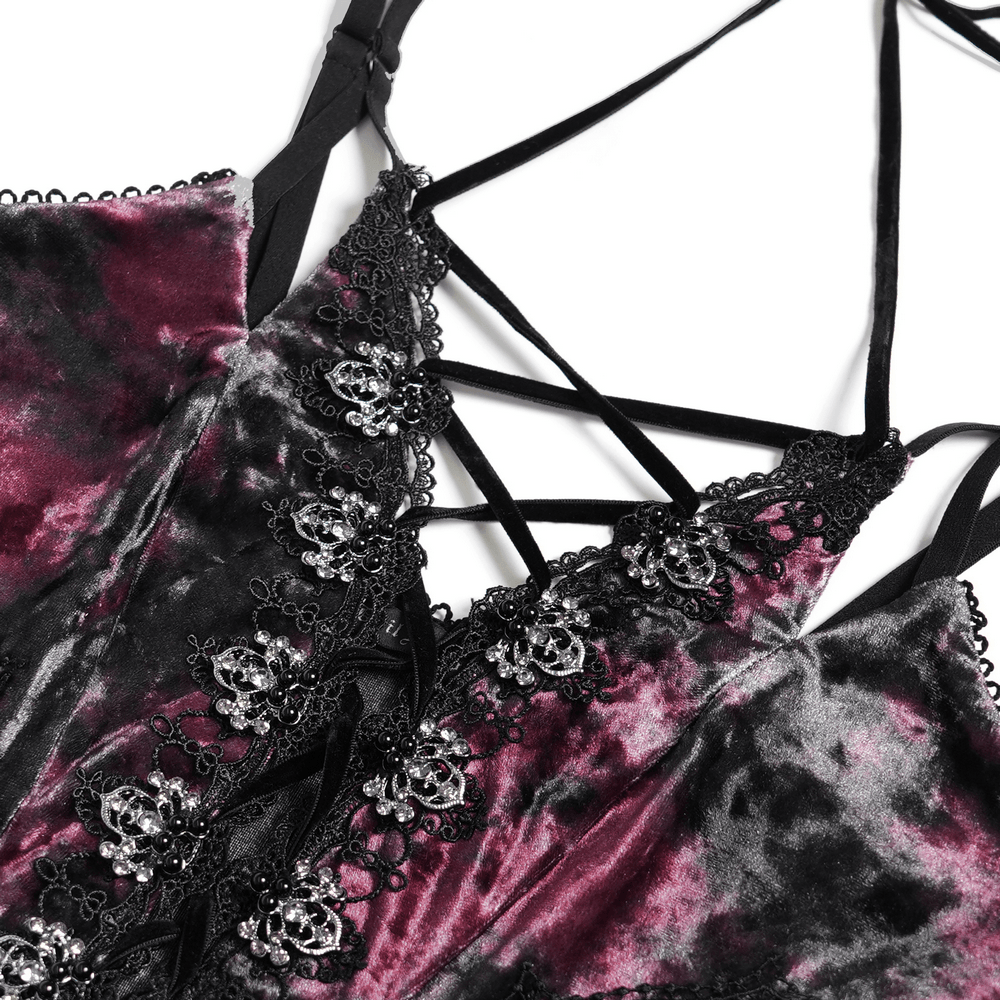 Women's Gothic Tie Dye Lace Up Mermaid Maxi Dress - image 7