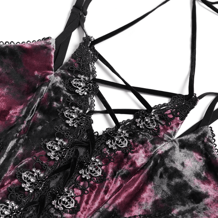 Women's Gothic Tie Dye Lace Up Mermaid Maxi Dress - image 7