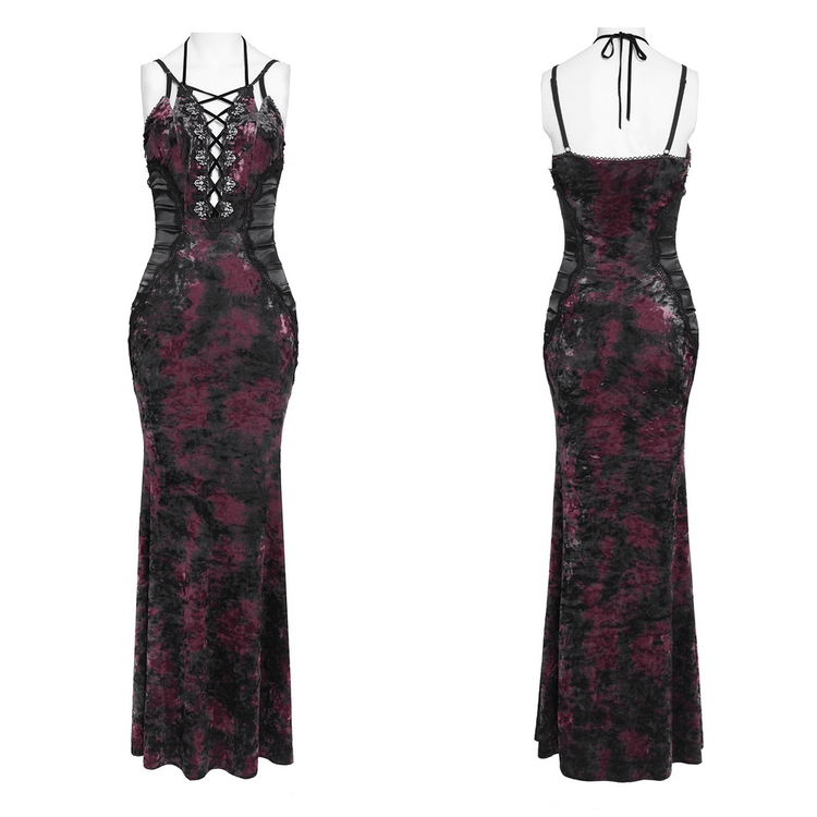 Women's Gothic Tie Dye Lace Up Mermaid Maxi Dress - image 3