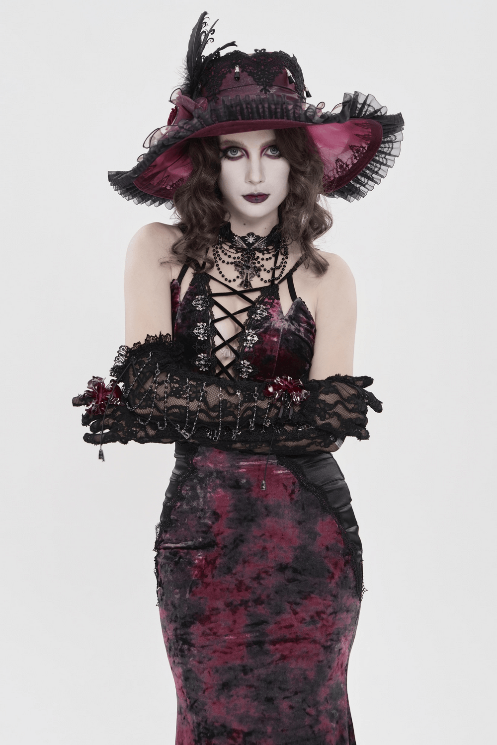 Women's Gothic Tie Dye Lace Up Mermaid Maxi Dress - image 13