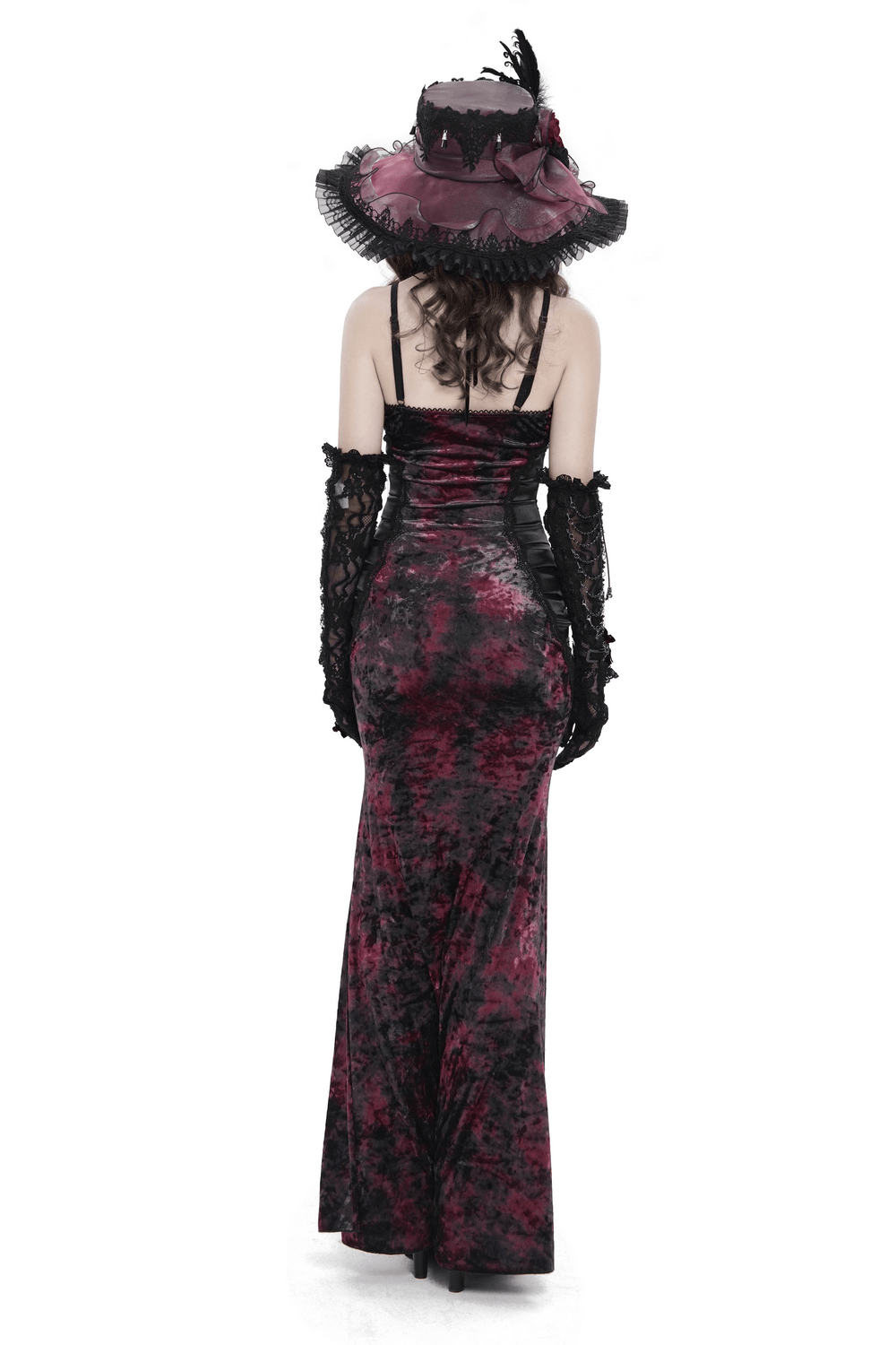 Women's Gothic Tie Dye Lace Up Mermaid Maxi Dress - image 2