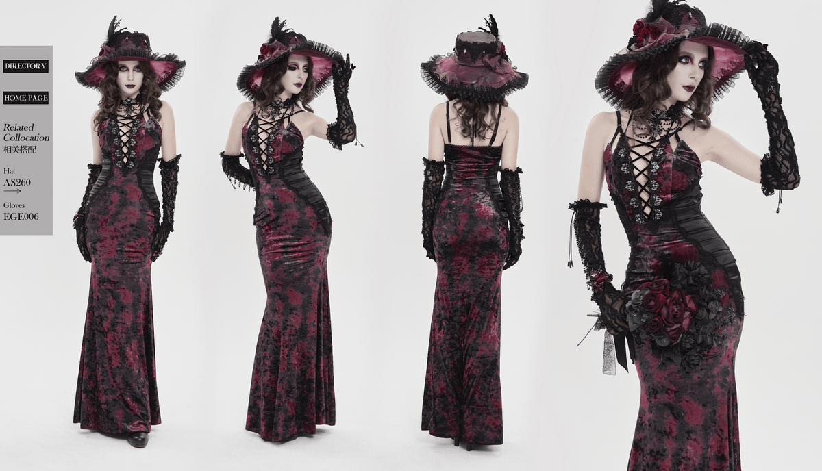 Women's Gothic Tie Dye Lace Up Mermaid Maxi Dress - image 16