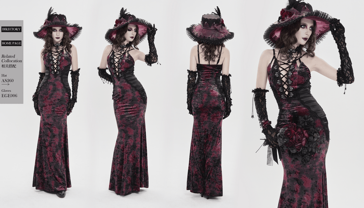 Women's Gothic Tie Dye Lace Up Mermaid Maxi Dress - image 16