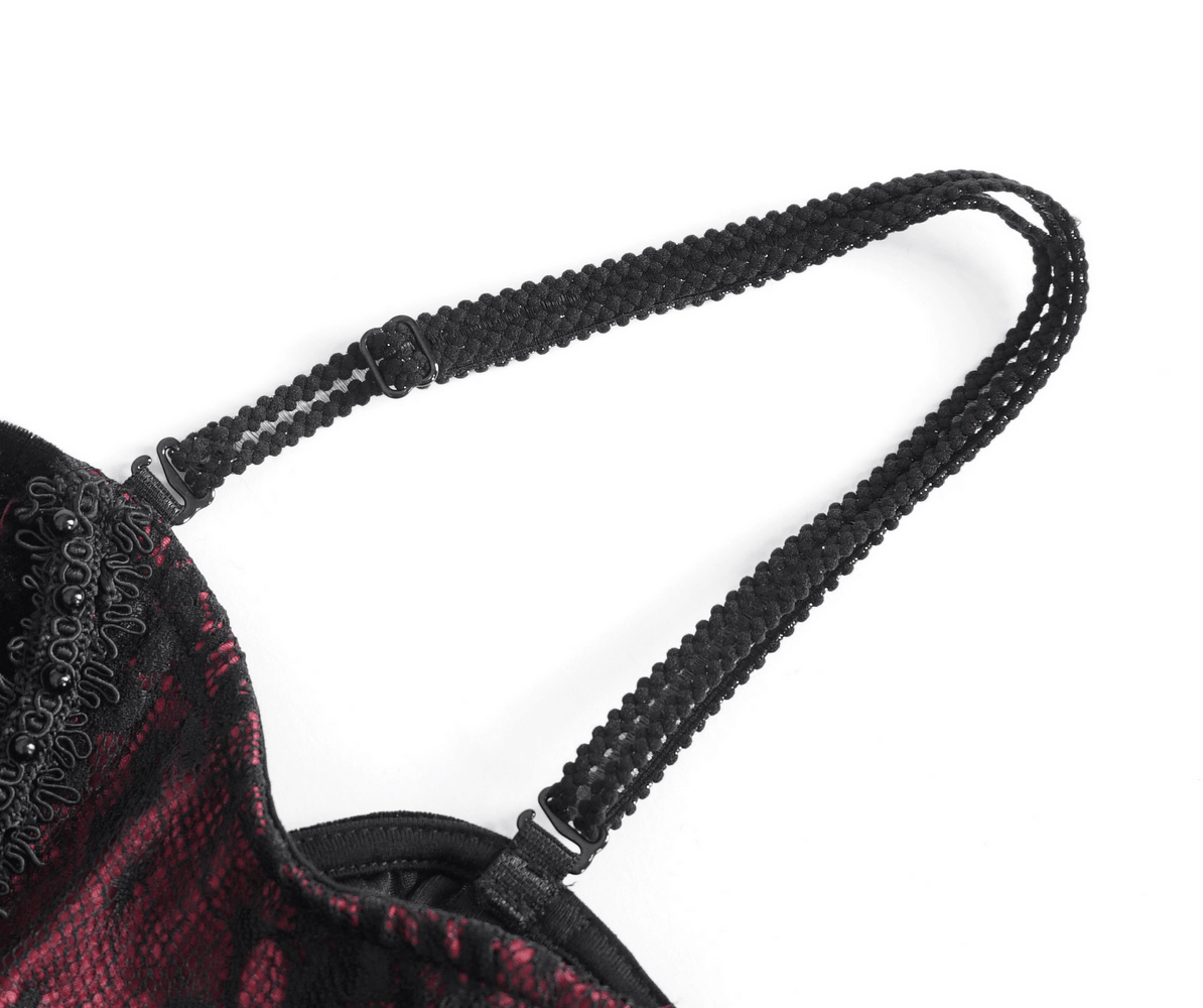 Women's Gothic Velvet Long Dress with Lace Appliques - image 6