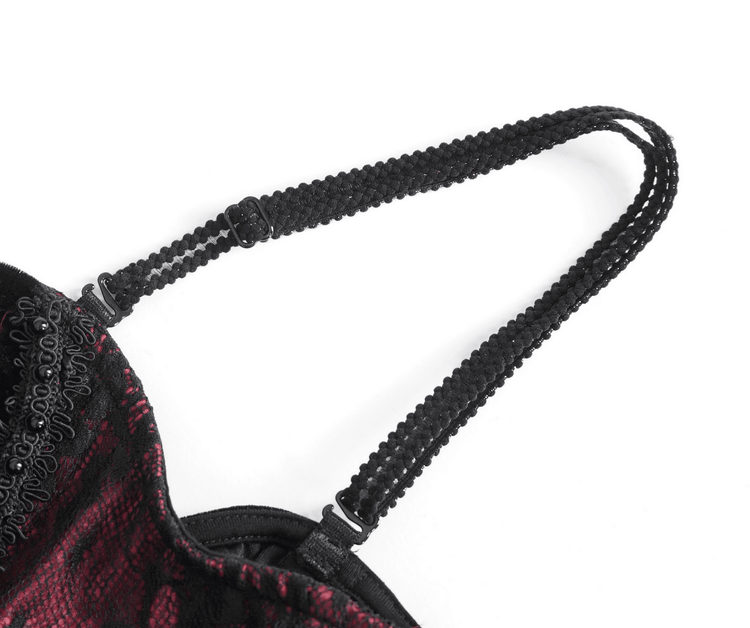 Women's Gothic Velvet Long Dress with Lace Appliques - image 6