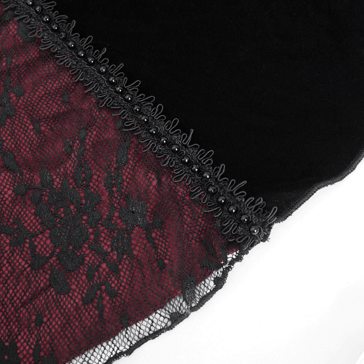Women's Gothic Velvet Long Dress with Lace Appliques - image 9