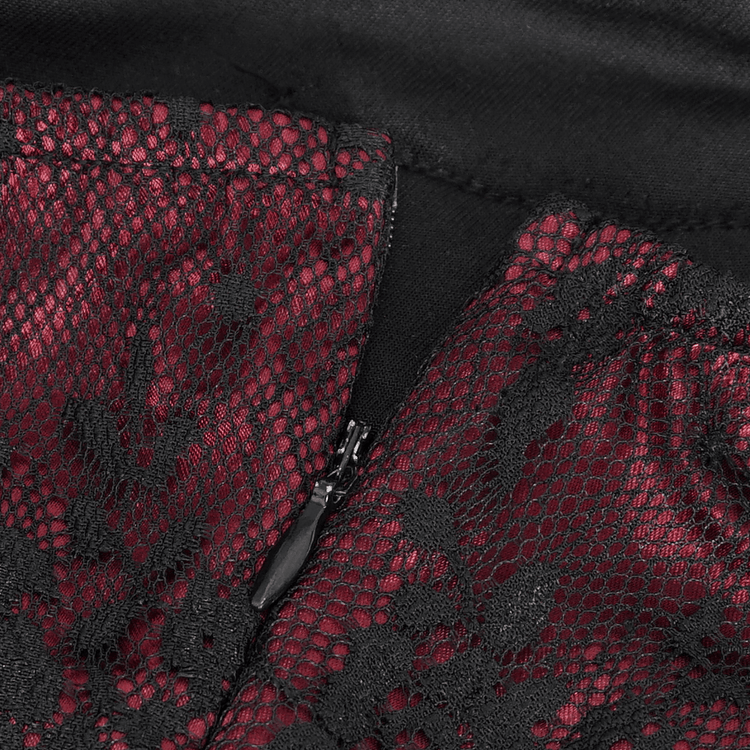 Women's Gothic Velvet Long Dress with Lace Appliques - image 10