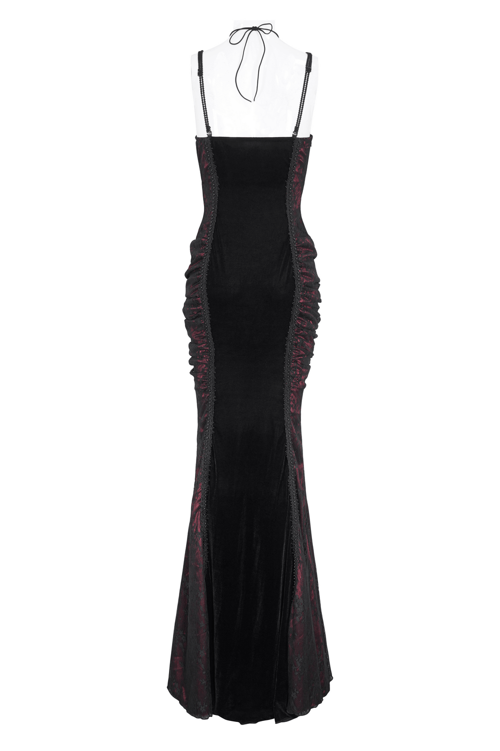 Women's Gothic Velvet Long Dress with Lace Appliques - image 5
