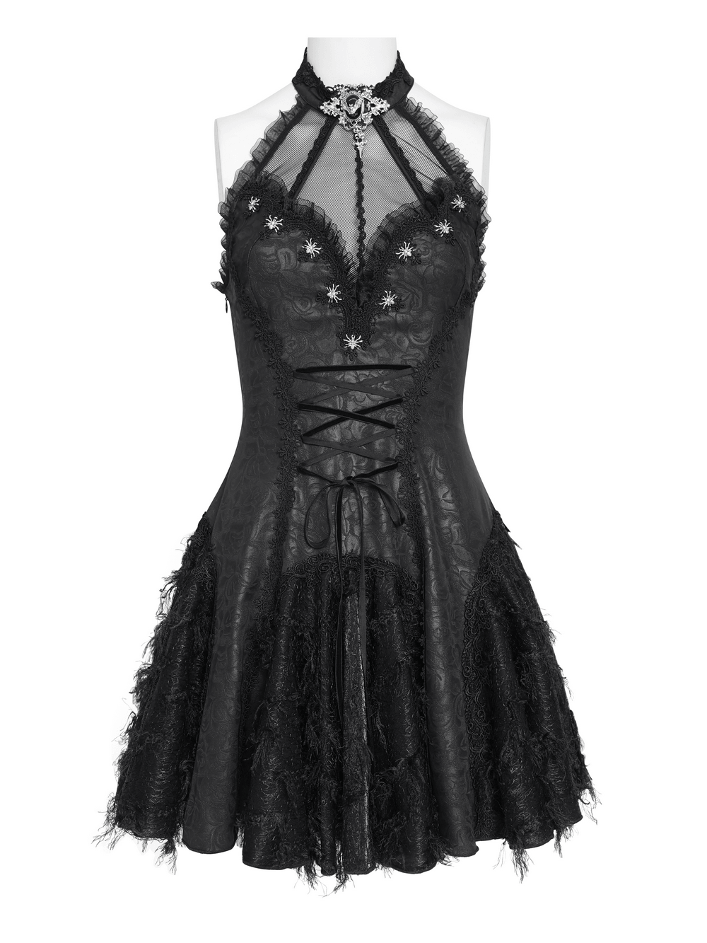 Women's Halter Corset Mini Dress with Lace Trim Detail - image 4