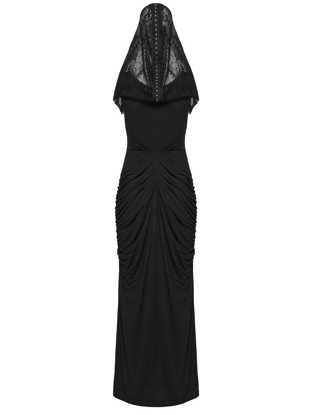 Women's Hooded Gothic Ruched Lace Evening Dress - image 7