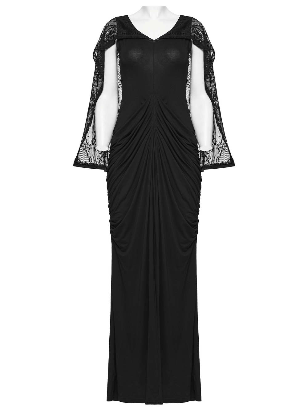 Women's Hooded Gothic Ruched Lace Evening Dress - image 6