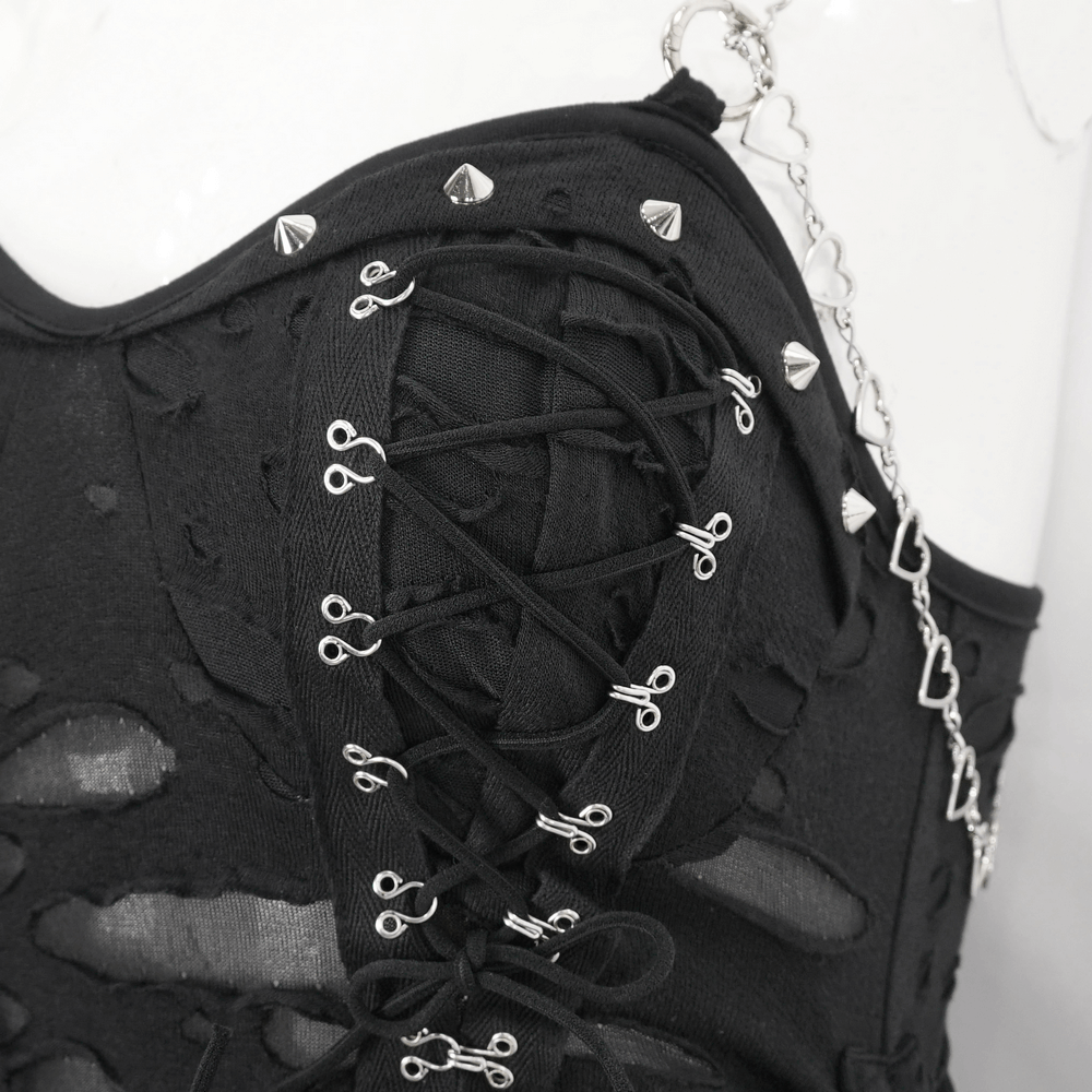 Women's Lace Chains Dress with Asymmetrical Hem - image 6