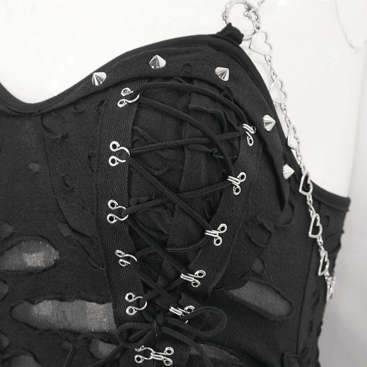 Women's Lace Chains Dress with Asymmetrical Hem - image 6